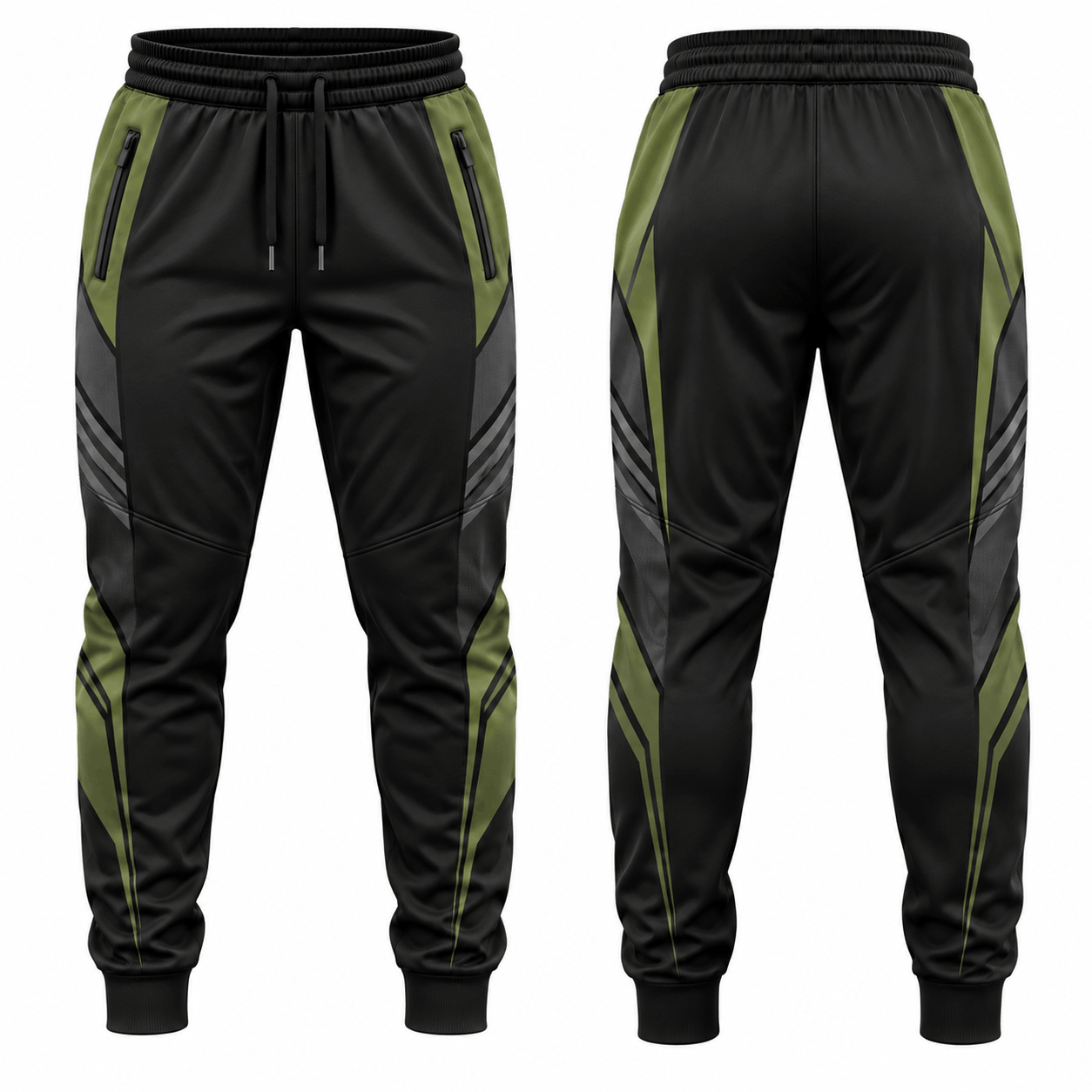 Black & Olive Green Performance Sweat Pants