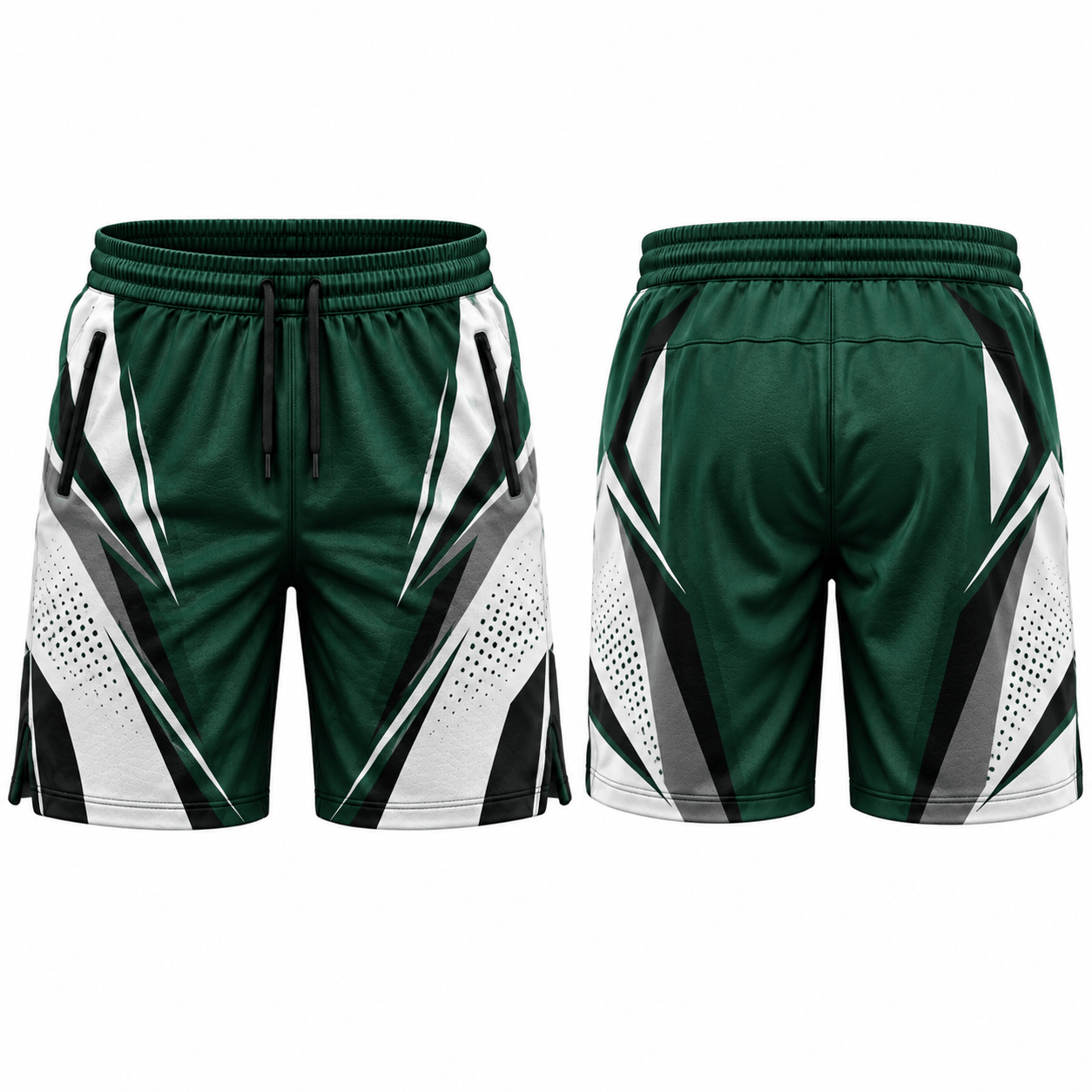 Men’s Forest Green & White Performance Training Shorts