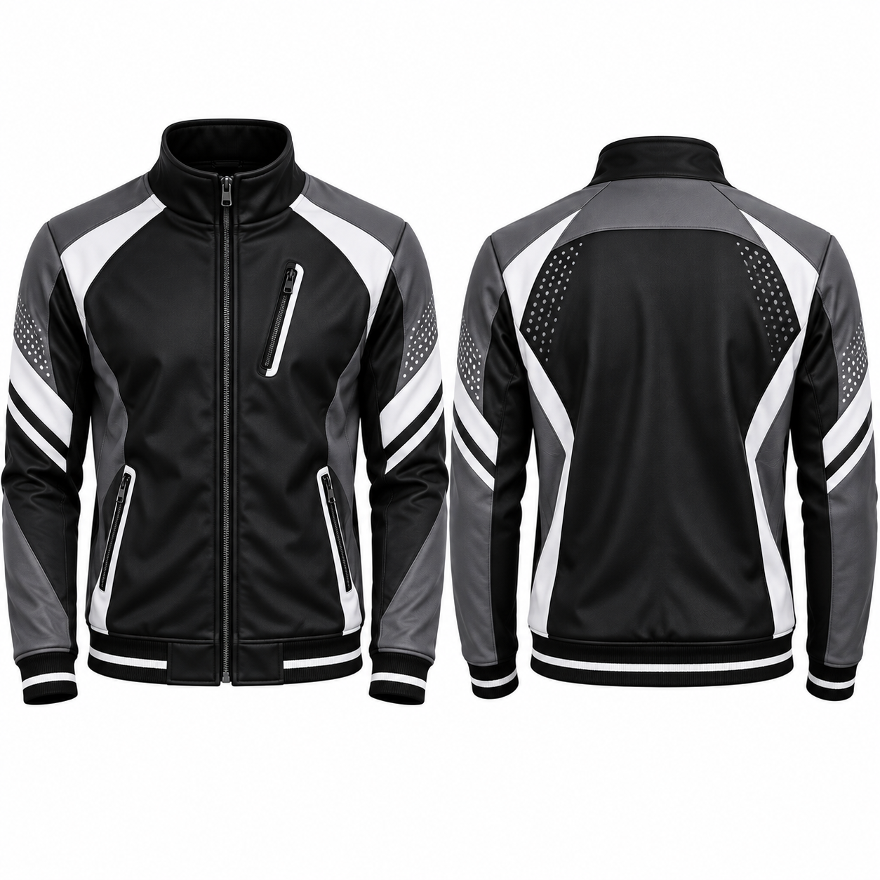 Custom Black Grey Performance Track Jacket