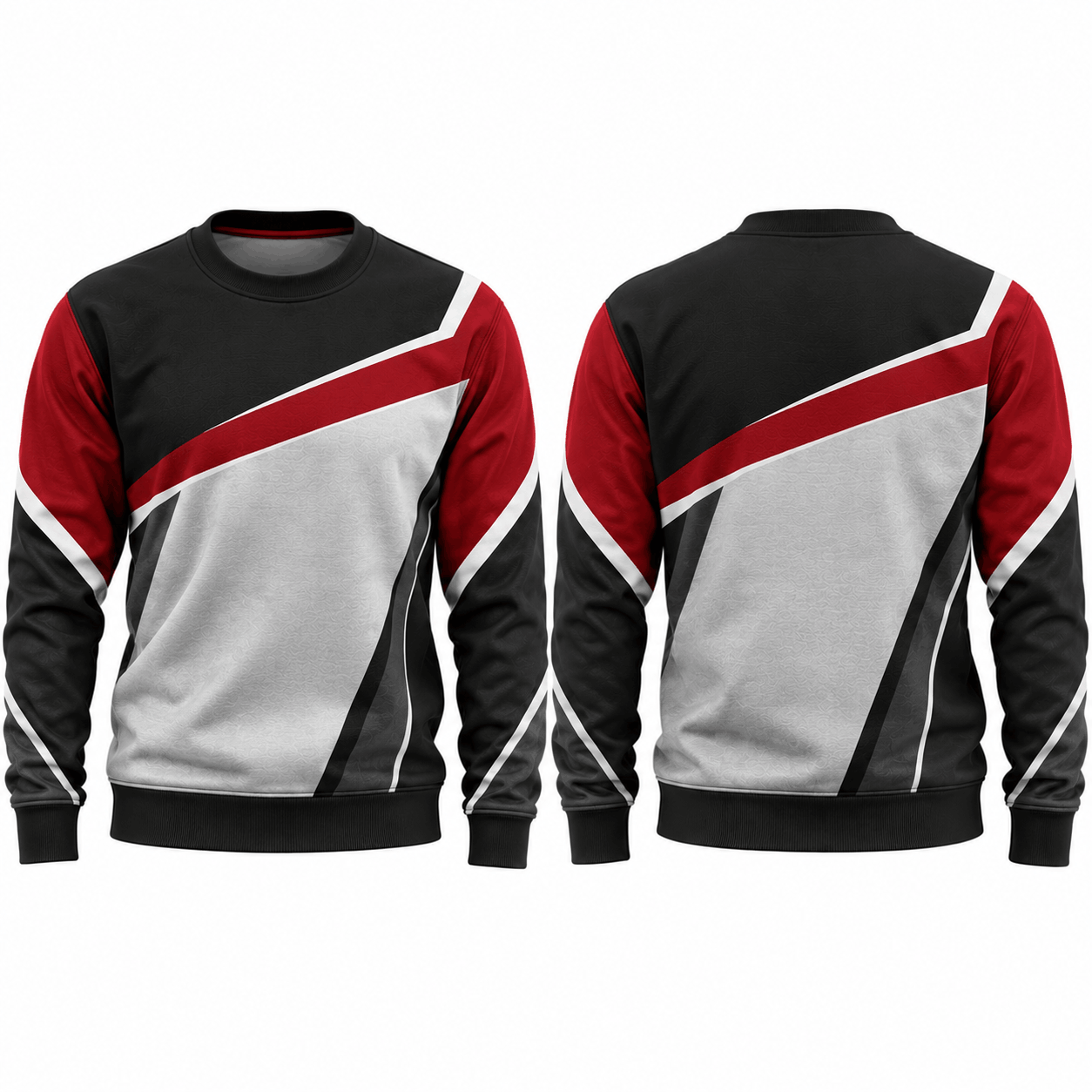 Men’s Red, Black & White Colorblock Performance Sweatshirt