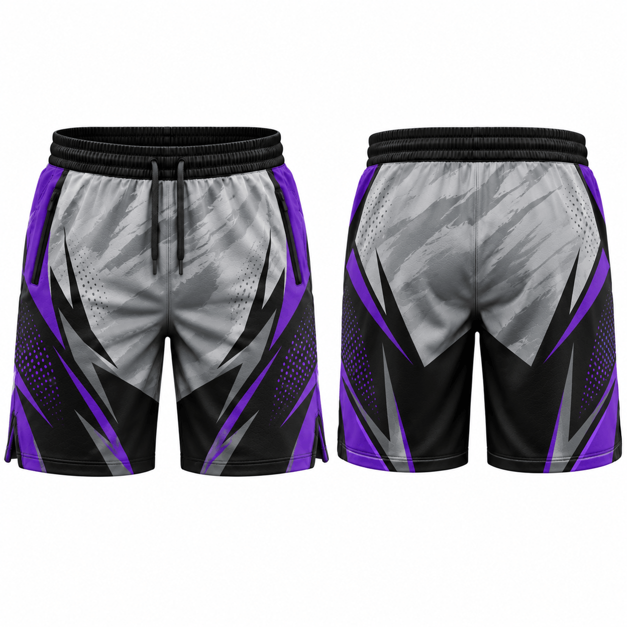 Men’s Grey, Black & Purple Performance Training Shorts