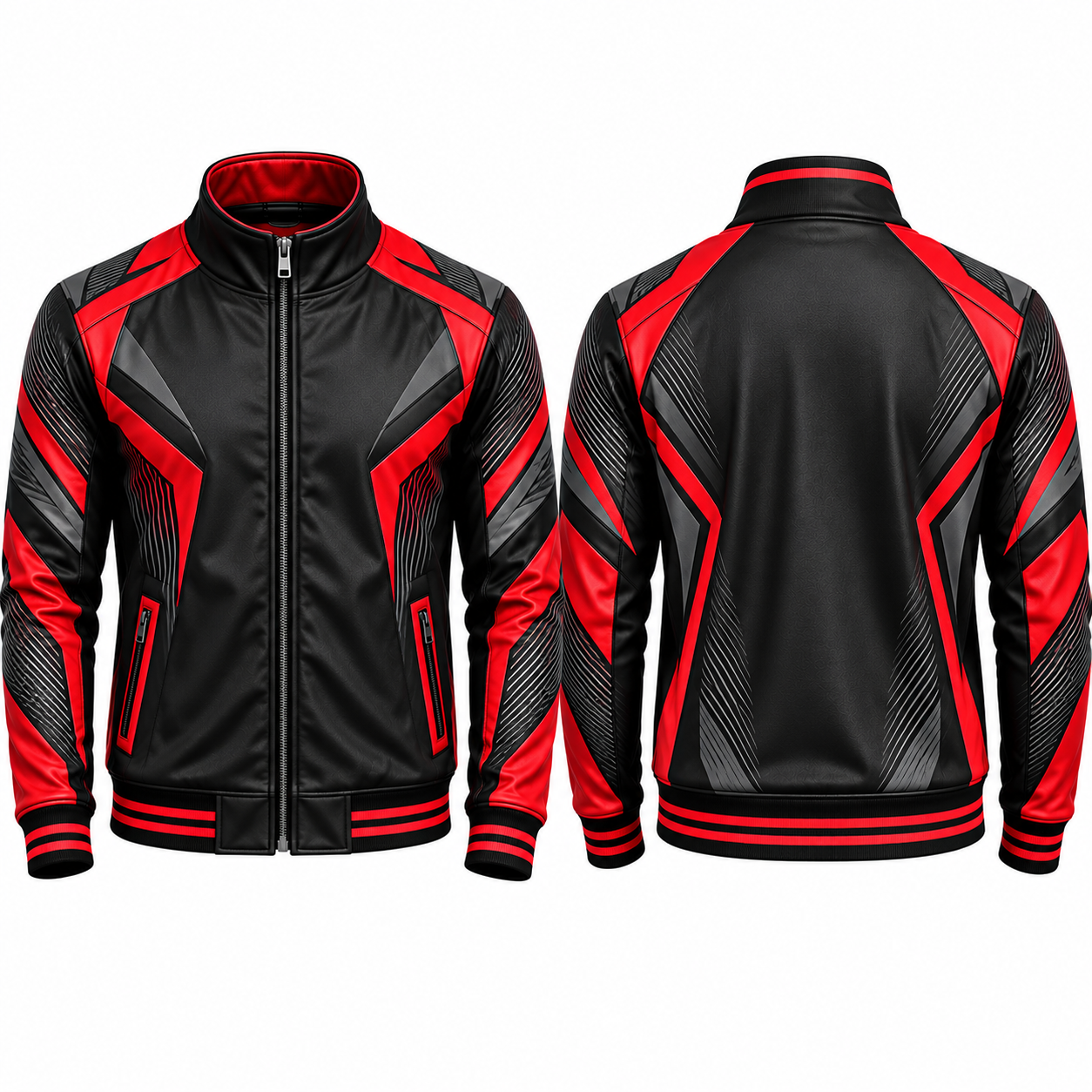 Custom Black Red Performance Track Jacket